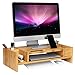 SONGMICS Bamboo 2-Tier Monitor Stand Riser with Adjustable Storage Organizer Laptop Cellphone TV Printer Stand Patented ULLD213