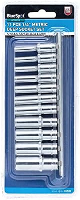 Blue Spot Tools 01540 1/4 Inch Deep Metric Socket Set with Rail - Chrome view 2