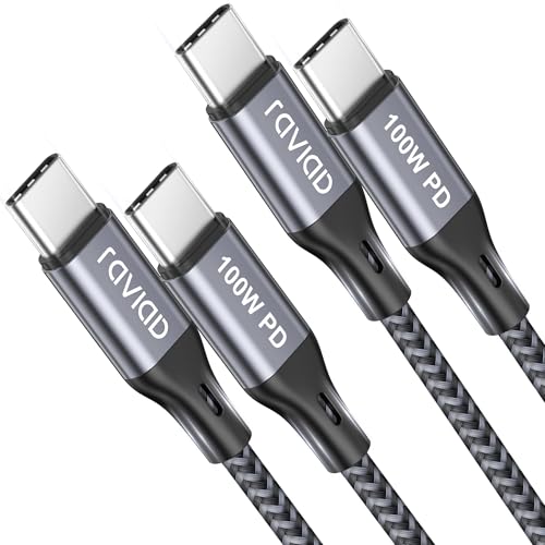 RAVIAD USB C to USB C Cable 100 W [2 Pieces 2 M + 2 M] USBC Charging Cable PD Fast Charging Cable Type C Charging Cable for iPhone 17 16 15 Pro Max, iPhone Air, Samsung Galaxy S24/S23/S22, MacBook Air, Pad Pro, Huawei