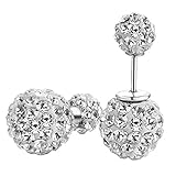 DIB Luxury Fashion Jewelry Double Sided Bling Crystal Balls 925 Sterling Silver Studs Tribal Earrings