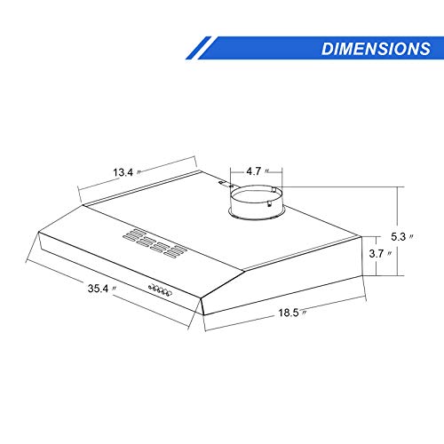 Range Hood 36 inch Under Ducted in Stainless Steel, 350 CFM, 3