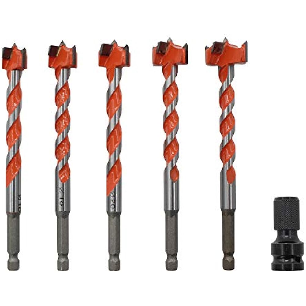 Download HZZT-5+1 Forstner Drill Bit Set Individual Titanium Coated Alloy Steel Wood Hole | eBay