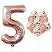 KatchOn, Big Rose Gold Number 5 Balloon - 40 Inch | 5 Balloon Number with Confetti Balloons Set | Five and Fabulous Birthday Decorations | 5 Year Old Girl Balloons | 5 Year Anniversary Decorations