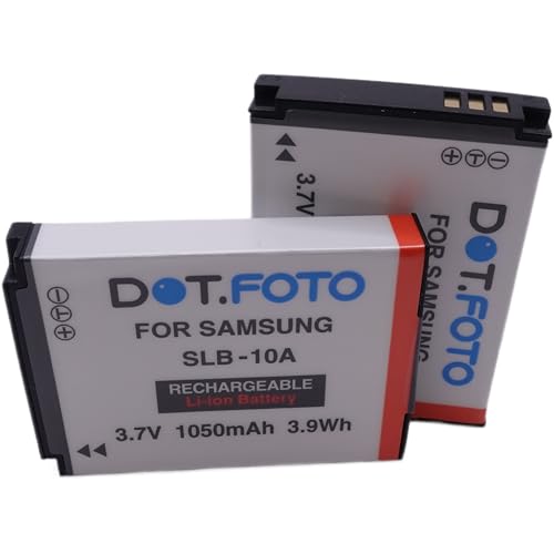 2 x Dot.Foto SLB-10A Premium 3.7v / 1050mAh Rechargeable Battery for Samsung EX2F, ES55, ES60, WB200F,WB250F, WB280F, WB350F, WB500, WB550, WB700, WB750, WB800F, WB1100F, NV9, L100, L110, M310W