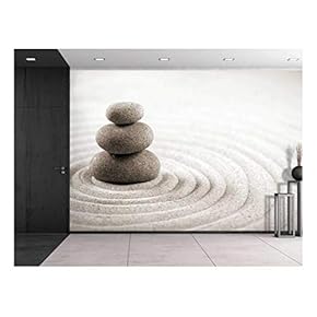 Rocks Over a Rippled Sand Effect - Wall Mural, Removable Sticker, Home Decor - 66x96 inches