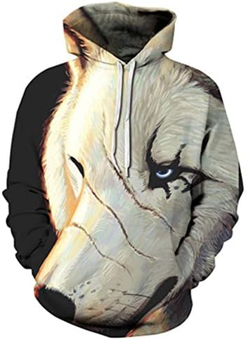 x8jdieu3 Lovers wear 3D Wolf Digital Print Hooded Baseball Uniform Autumn and Winter Clothing Men and Women Models Hooded Sweatshirt Coat Shirt