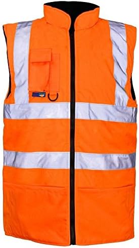 Expert Workwear Hi Vis Viz Reversible Fleece Lined Bodywarmer Gilet Sleeveless Waistcoat