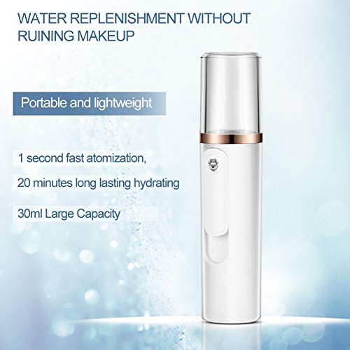 Facial SteamersMoisturizer Sprayer, Handheld Atomizer Humidifier USB Face Moisture Eyelash Extensions Skin Care Facial Water Spa Beauty Instrument (White)