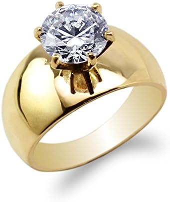 JamesJenny Yellow Gold Plated Simple Comfort Fit Solitaire Ring Size 5