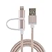 CableCreation 0.8 Feet 2-in-1 Short Lightning and Micro USB to USB Data Sync Charge Cable, [MFi Certified] Compatible with iPhone X/8/8 Plus/7/7 Plus, iPad, Samsung, LG, HTC,Nexus, Rose Gold/0.25 M
