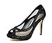 TOETOS BARBARA-58 Women's Wedding Party Open Toe High Heel Rhinestones Elegant Peep Toe Pumps Shoes