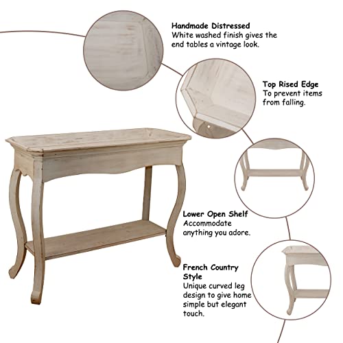 COZAYH French Country Tray Top Console Table, Distressed Farmhouse