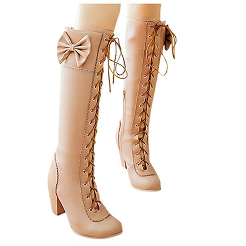 1 haoricu+Womens+Booties+Pointed+Lace+Up