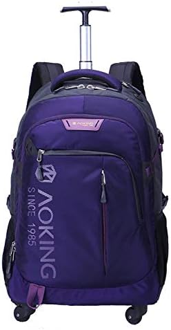 AOKING 20/22 Inch Water Resistant Travel School Business Rolling Wheeled Backpack with Laptop Compartment (20L, Purple)