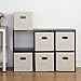 MAX Houser 6 Pack Foldable Fabric Storage Bins with Handles - Ideal for Closet Organization, Bedroom and Nursery（ Beige, 12