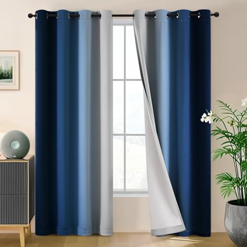 SimpleHome Ombre Blue Blackout Bedroom Curtains