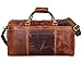 Leather Travel Duffle Bag | Gym Sports Bag Airplane Luggage Carry-On Bag | Gift for Father's Day By Aaron Leather Goods (Brown)