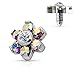 Body Accentz Prong Crystal Flower 316L Surgical Steel Internally Threaded Dermal Anchor Top 4mm top 14g