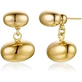18K Gold Plated Metal bean earring 2 ways to wear it For women