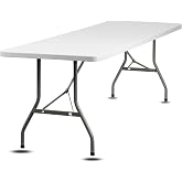 New Home Era Utility Table, Non Folding Portable Plastic Table for Picnics, Parties, Outdoor Camping Table with Carrying Handle, Rectangular Design, Lightweight and Durable - 6ft