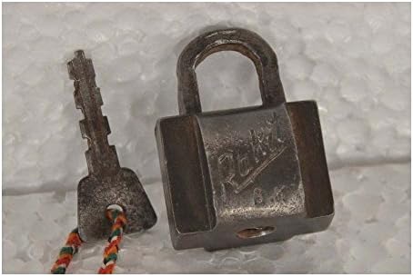1930's Old Iron RAKIT Brand Unique Shape Handcrafted Padlock , Rich Patina