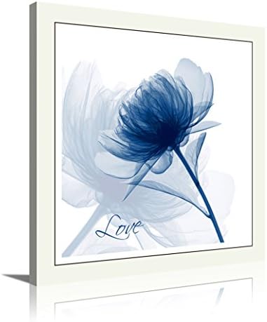 HLJ Arts 4 Panels Crystal Theme Giclee Flickering Blue Flowers Printed Paintings on Canvas for Wall Decor 12x12inches 4pcs/set (Blue-Love)