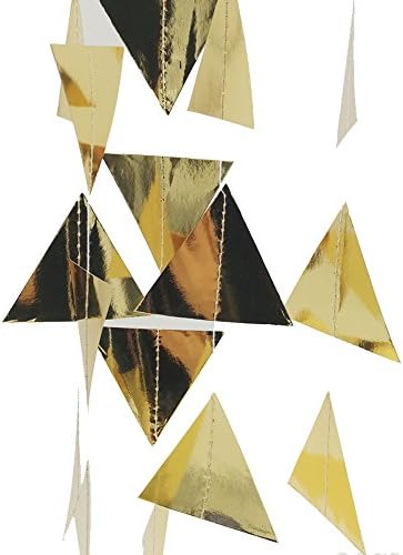 3M Gold Triangles Garland Wall Hanging Decor Gold Foil Triangles String Ornaments Curtain Wall for Birthday Party Wedding Kids