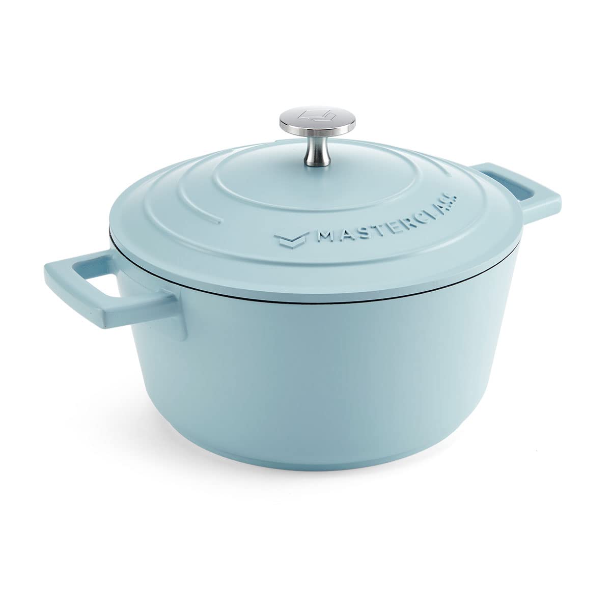 MasterClass Small Casserole Dish with Lid 2.5L/20 cm, Lightweight Cast Aluminium, Induction Hob and Oven Safe, Sky Blue