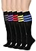 Leotruny Women's Triple Stripes Knee High Cotton Socks 6-pack