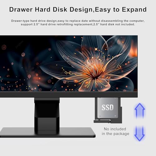 PC tout-en-un avec écran tactile Quad-Core N95 (jusqu'à 3,4 GHz), 16 Go de RAM, 512 Go SSD, écran tactile de 23,8 pouces, webcam pop-up, WiFi6 double bande, Bluetooth 5.3, souris et clavier filaires.