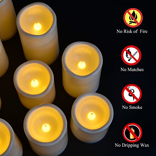 Angium Battery Powered Candles, Waterproof Outdoor Flameless Pillar Candles with 10-Key Timer Remote, Long Lasting, Set of 9