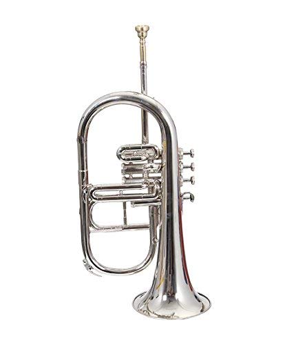 SAI MUSICAL FLUGEL HORN Bb PITCH NICKEL SILVER 4 VALVE WITH FREE HARD CASE + MOUTHPIECE