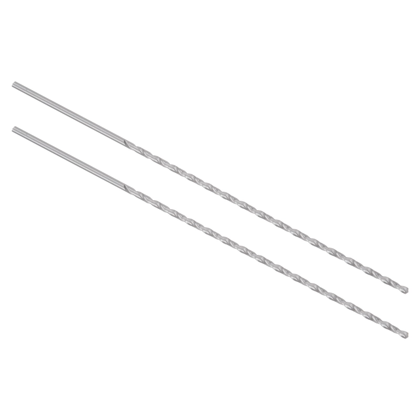 Kozelo 2PCS Twist Drill Bit - [2.5mm] High-Speed Steel Cobalt Round Shank Jobber Bit Set Silver Tone for Metal Wood Plastic Steel Use, 113mm / 4.45" Blade Length