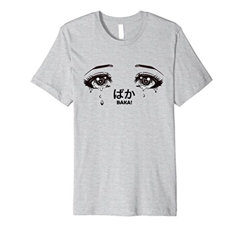 Mens manga or anime shirt with eyes crying "baka!&…