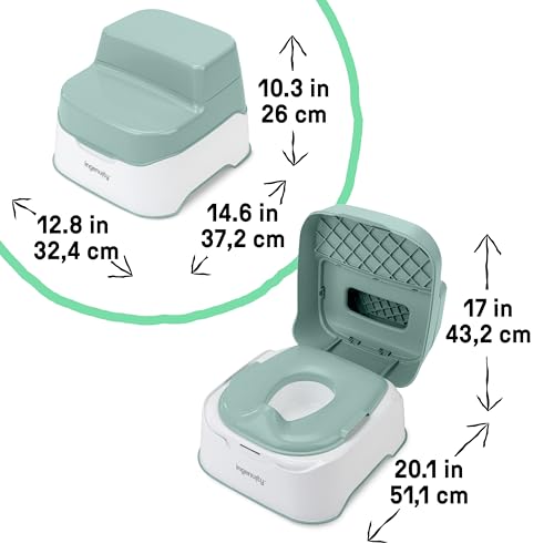 Ingenuity Prepare to Potty 3-in-1 System - Potty Training Toilet, Topper, Step Stool, Easy Setup, for Toddlers Ages 18 Months+