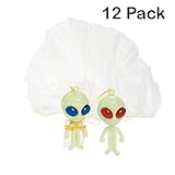 Pack Of 12 Alien Paratroopers Plastic 2.5 Inches 2 Colors Eyes, Red And Blue - Stringed Paratroopers Assortment Action Figures - For Kids Great Party Favors, Fun, Toy, Gift, Prize - By Kidsco