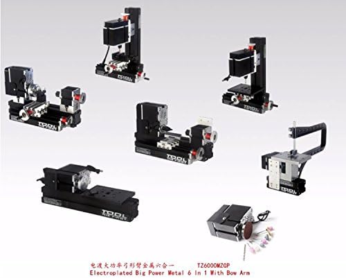 Motorized Mini Metal Working Lathe Machine DIY Tool Metal Woodworking Big Power Mini Metal Bow Arm 6 In 1 Kit Tool Kit For Hobby Sience Education Modelmaking