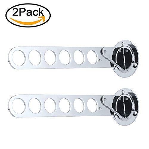 Gimify Adjustable Closet & Laundry Valet Wall Mount Hanger Holder Closet Organizer 6 Hole 2 Pack