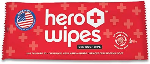 Hero Wipes Body Wipes for Firefighters – 250 Individually Wrapped Wipes - Removes 98% of Carcinogens - All Natural Alcohol Free Formula - Removes Soot, Smoke, Toxins and Lead - Made in USA