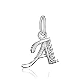 BORUO 925 Sterling Silver Cubic Zirconia A-Z Initial Letters Alphabet Dangling Charms Pendant