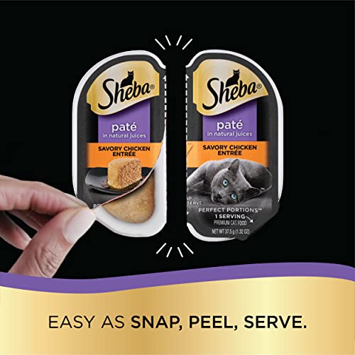 SHEBA PERFECT PORTIONS Paté Adult Wet Cat Food Trays (24 Count, 48 Servings), Savory Chicken