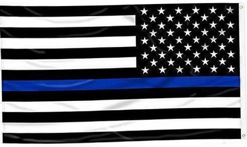 Kaputar Thin Blue Line American Flag - 3 by 5 Foot Flag with Grommets New | Model FLG - 6261