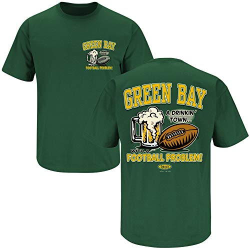 Green Bay Football Fans. Green Bay Drinking Town Forest Green T-Shirt (Sm-5X) (Short Sleeve, Medium)