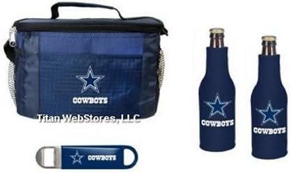 NFL Football Team Logo 6 Pack Tailgating Cooler, Bottle Suits &amp; Beer Opener Gift Set (Cowboys)