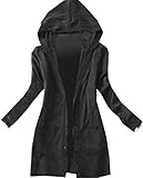 Women's Casual Long Sleeve Knitting Hooded Cardigan Jacket Pocket Sweater (Black)