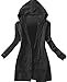 Women's Casual Long Sleeve Knitting Hooded Cardigan Jacket Pocket Sweater (Black)