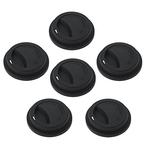 Aspire Silicone Drinking Lid Cup Lids, Reusable Coffee Cup Covers/Lids - BLACK 1 PACK