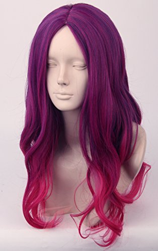 Women's Wig Long Wavy Cosplay Halloween Costumes Wig Purple Red Gradient Ombre