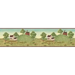 Country Farmhouse and Barn Wallpaper Border - Red Edge - - Amazon.com