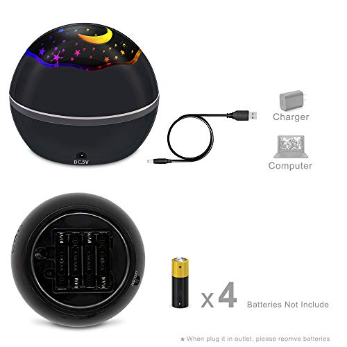 MOKOQI Star Projector Night Light – Pink, Projects Stars & Moon On Ceiling, USB/Battery, For Kids Bedroom